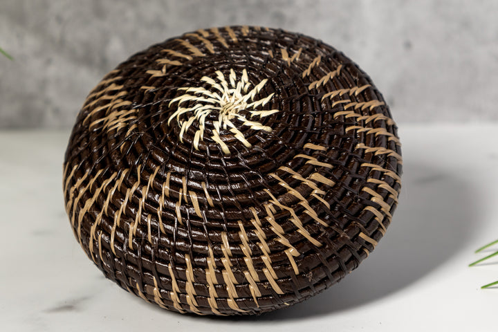 Small Black And Mauve Rainforest Basket With Top