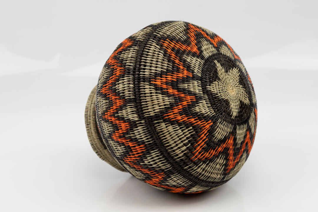 Orange Black and Gray Woven Basket