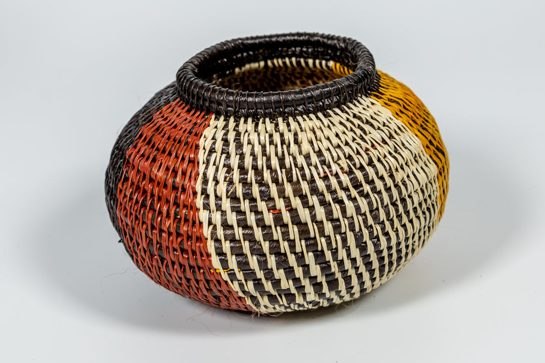 Brown Black White And Gold Classic Woven Basket