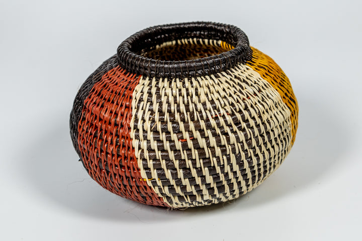 Brown Black White And Gold Classic Woven Basket