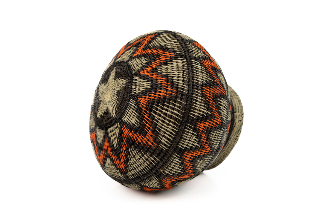 Orange Black and Gray Woven Basket