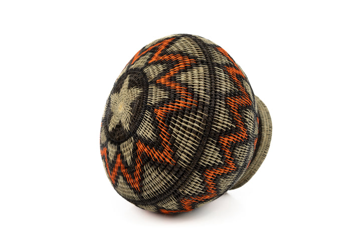 Orange Black and Gray Woven Basket