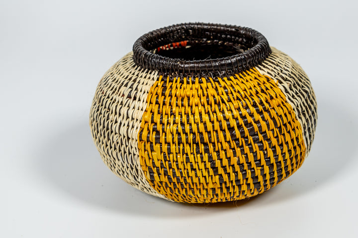 Brown Black White And Gold Classic Woven Basket