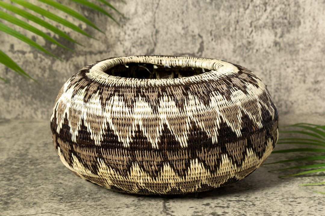 Gray Forest Melody Woven Basket With Top