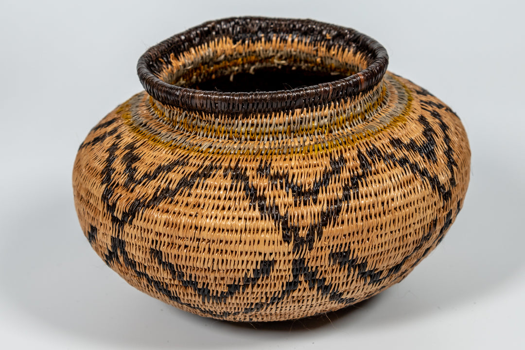 Brown And Black Southwest Design Woven Basket