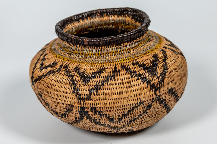 Brown And Black Southwest Design Woven Basket