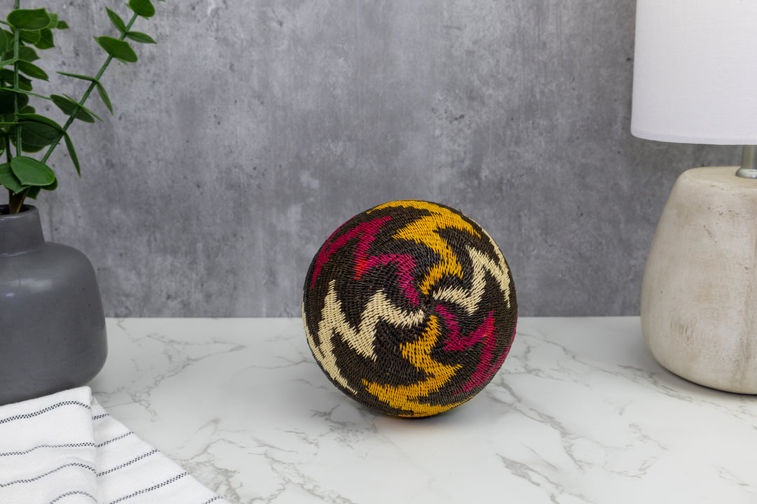 Black Burgundy and Gold Woven Basket