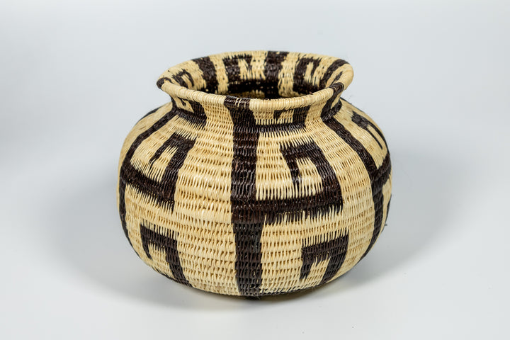 Black And White Greek Key Woven Basket
