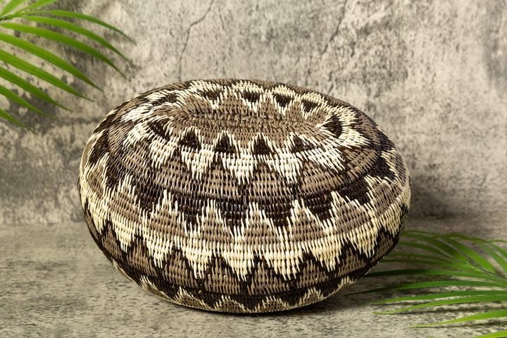 Gray Forest Melody Woven Basket With Top
