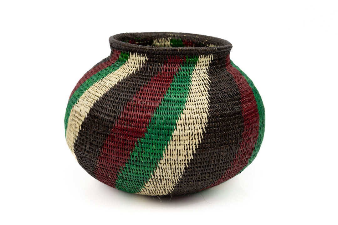 Black Red and Green Woven Basket