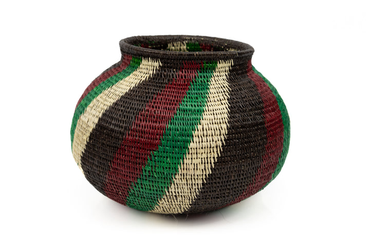 Black Red and Green Woven Basket