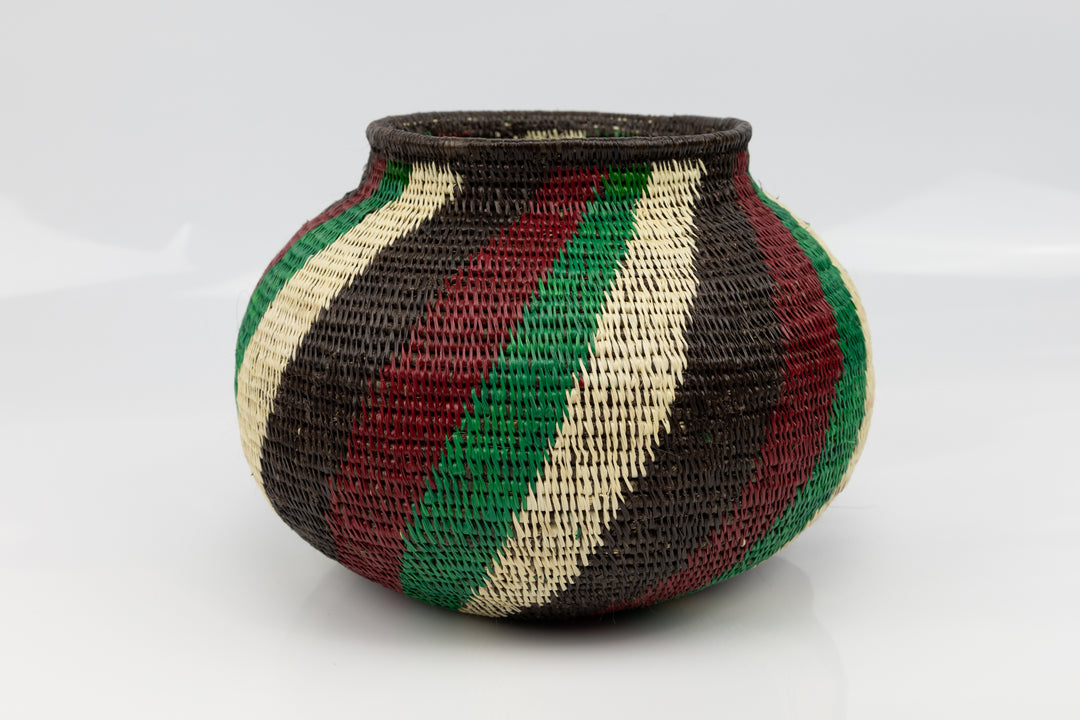 Black Red and Green Woven Basket