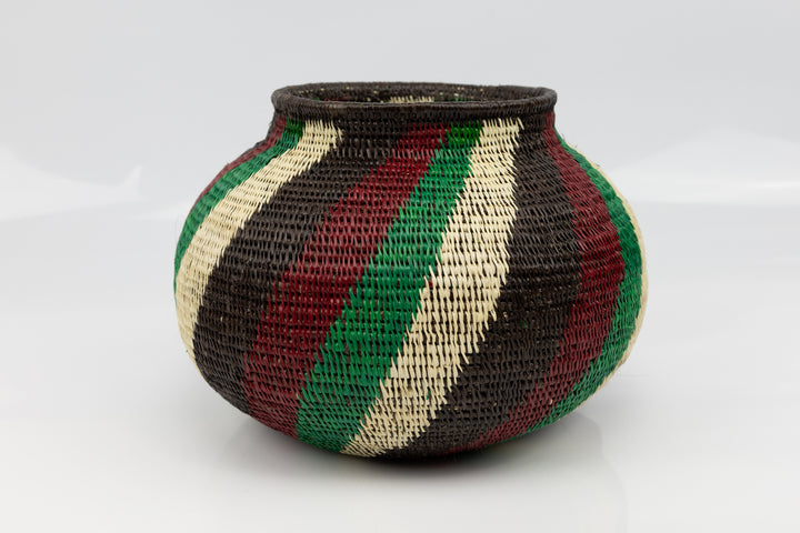 Black Red and Green Woven Basket