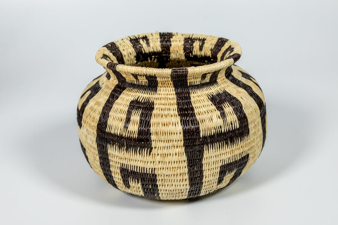 Black And White Greek Key Woven Basket