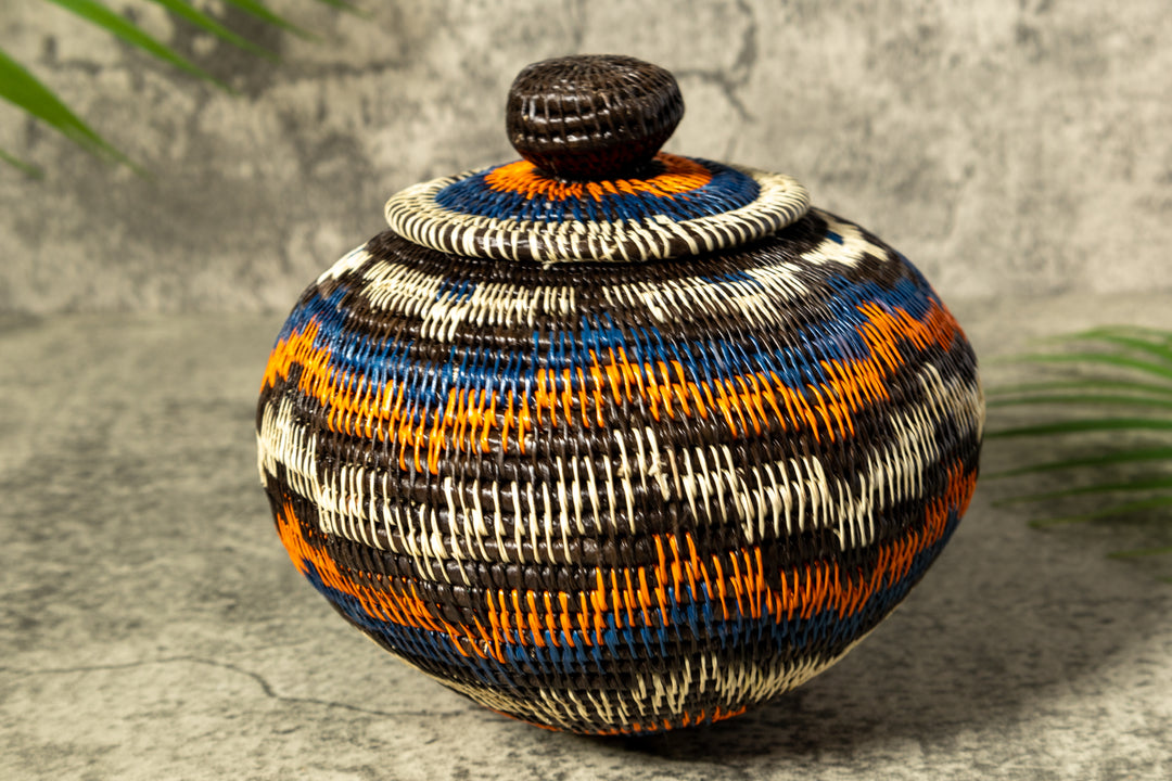 Orange Forest Fusion Woven Basket With Top