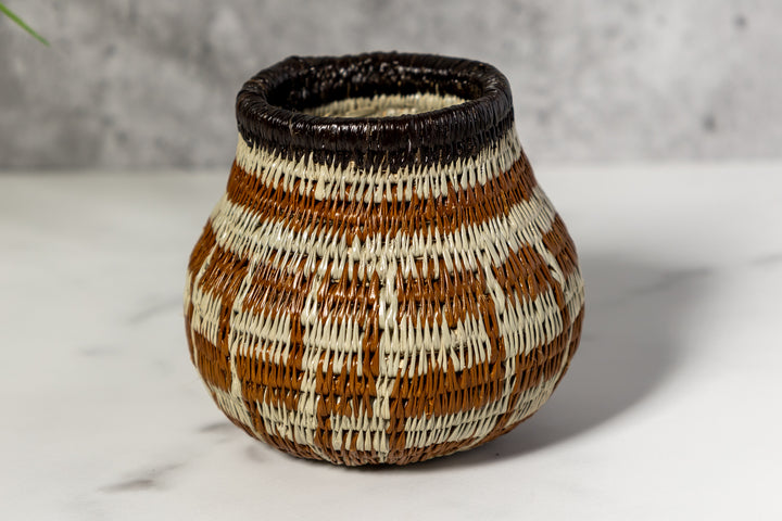 Small Brown And Gray Woven Basket
