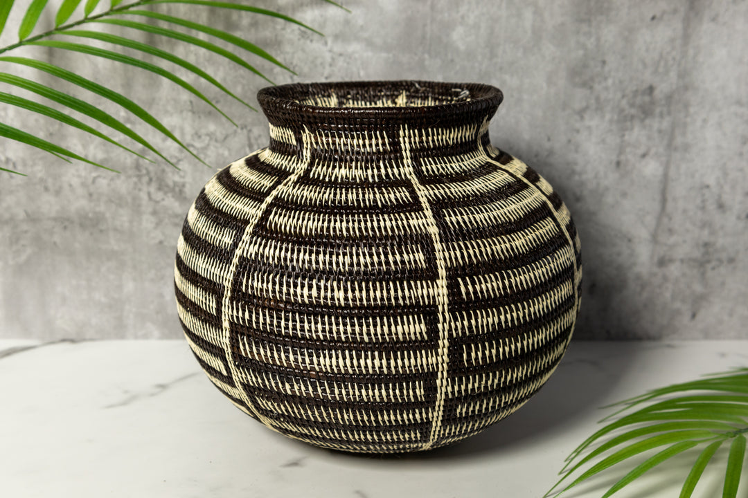 Extraordinary Black And White Woven Basket