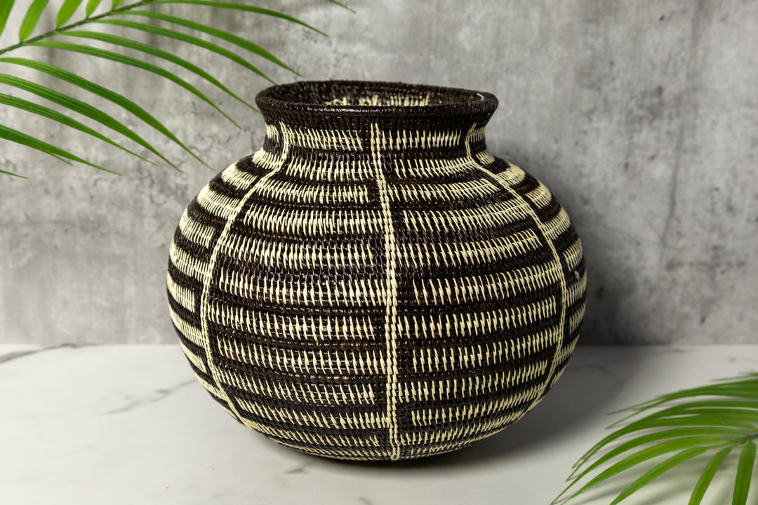 Extraordinary Black And White Woven Basket
