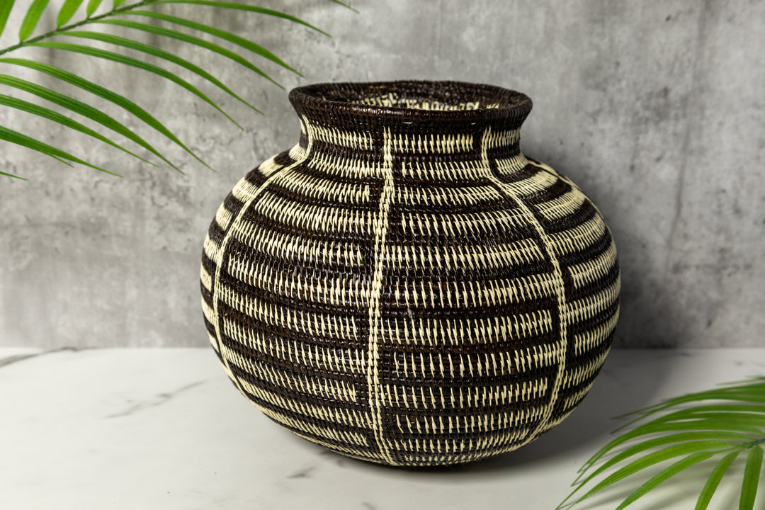 Extraordinary Black And White Woven Basket