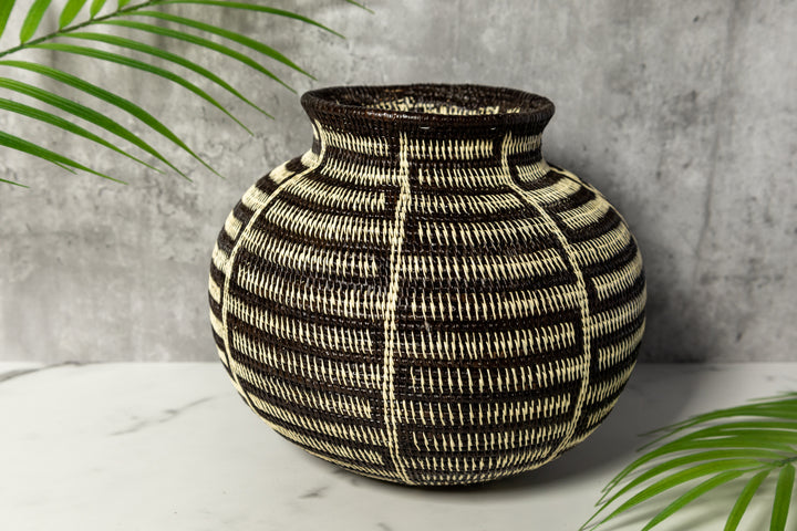 Extraordinary Black And White Woven Basket