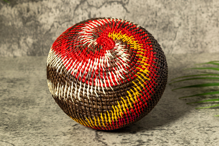 Wild Rainbow Swirl Woven Basket With Top