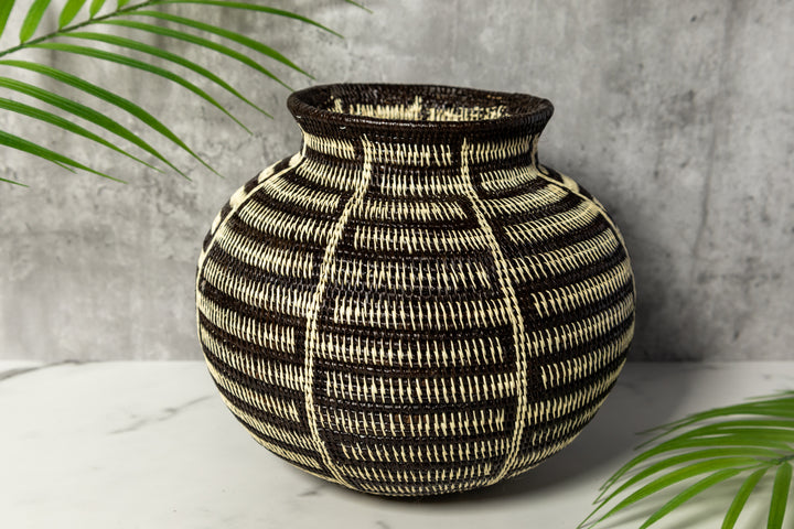 Extraordinary Black And White Woven Basket