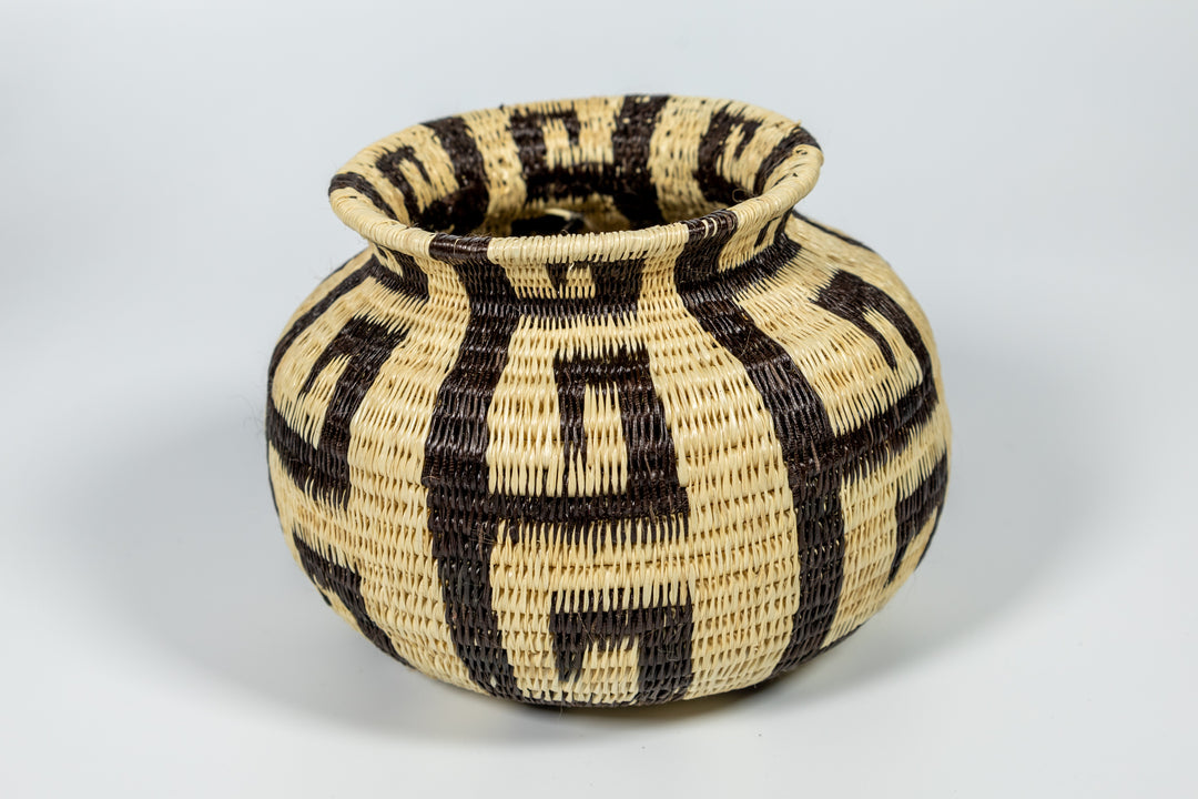 Black And White Greek Key Woven Basket