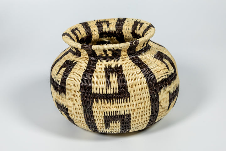 Black And White Greek Key Woven Basket