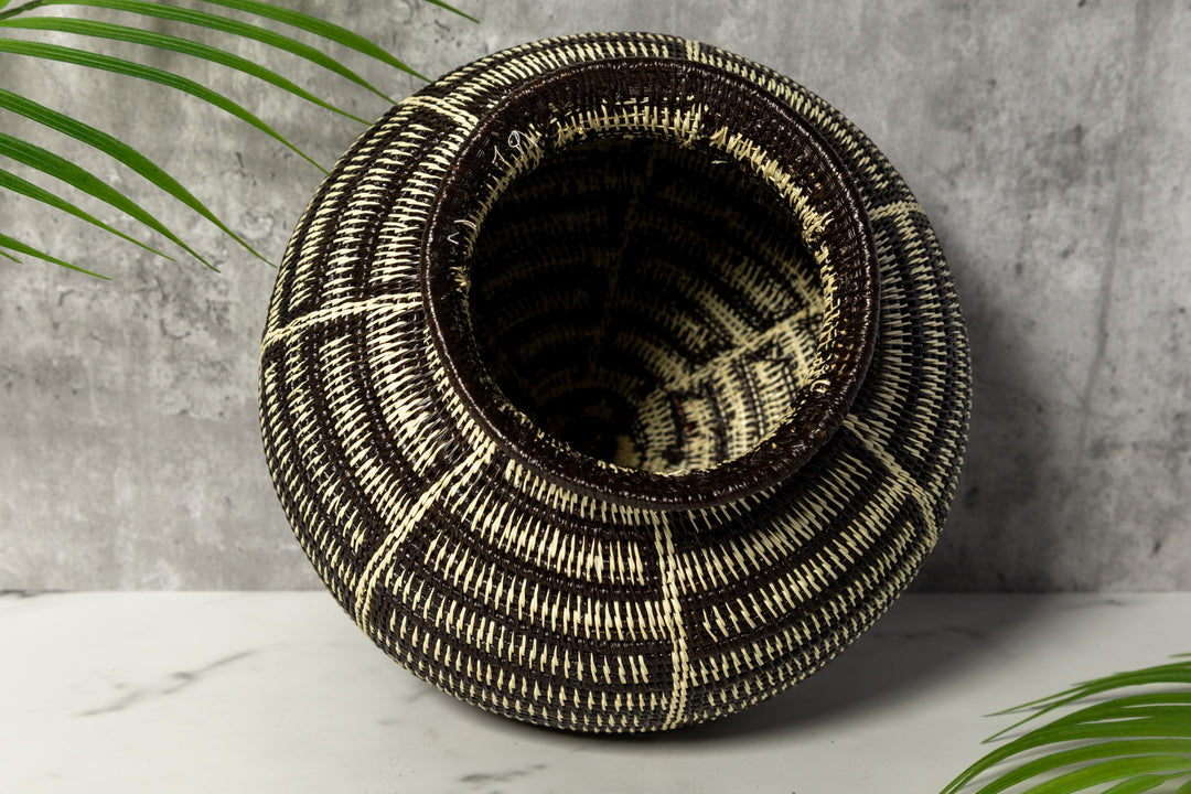 Extraordinary Black And White Woven Basket
