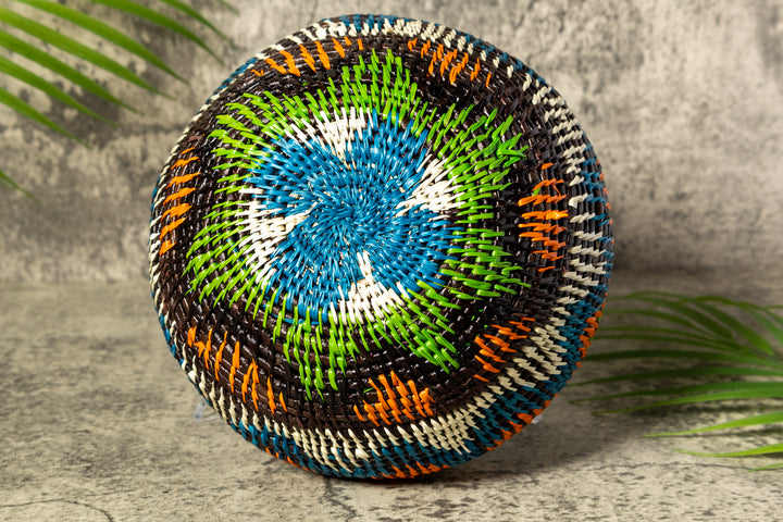 Coastal Waves Woven Basket With Top