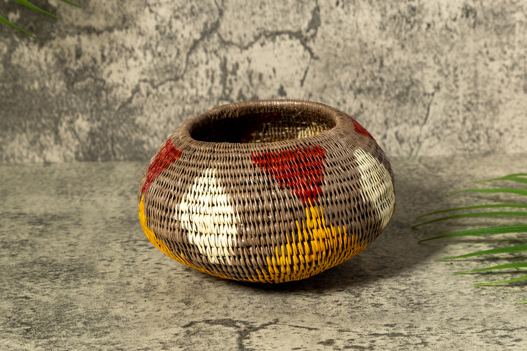 Brown Rainforest Impressions Woven Basket With Top