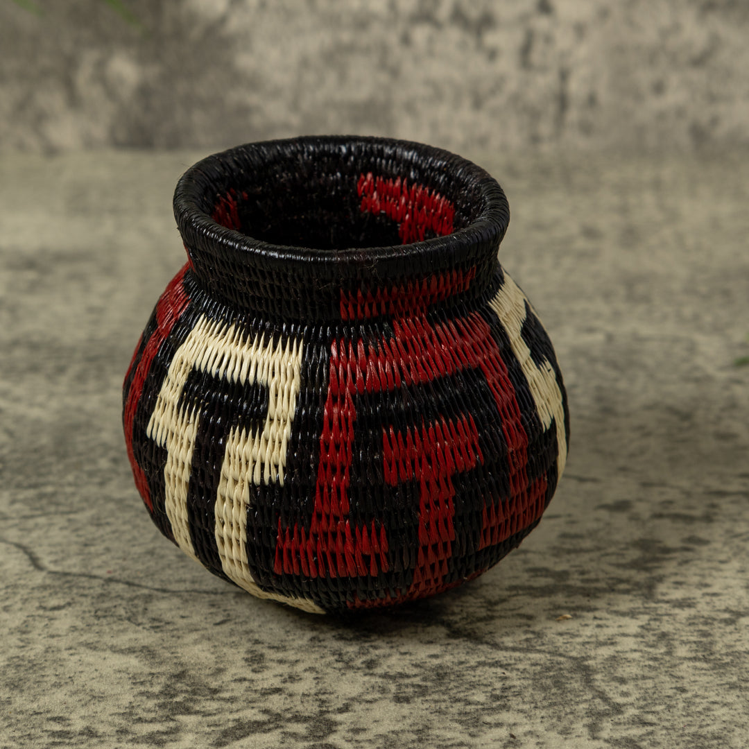 Dark Red Black And White Rainforest Basket