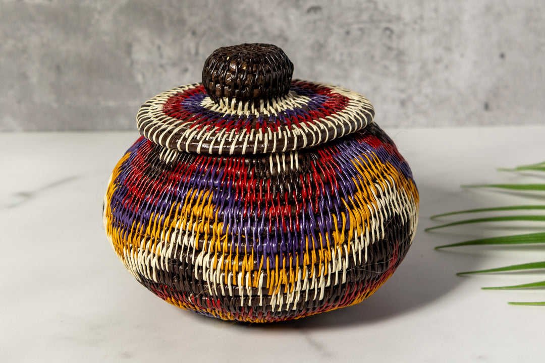 Red White And Gold Star Woven Basket