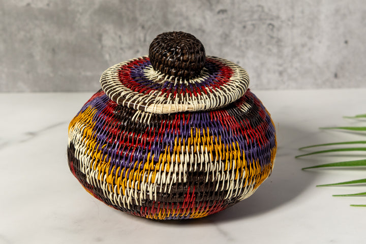 Red White And Gold Star Woven Basket