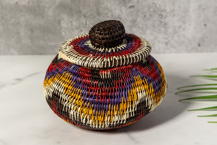 Red White And Gold Star Woven Basket