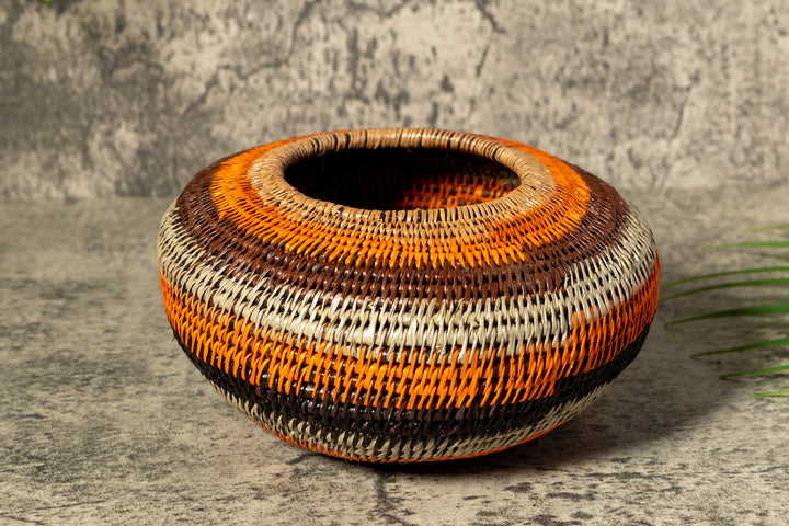 Orange Forest Fantasy Woven Basket With Top