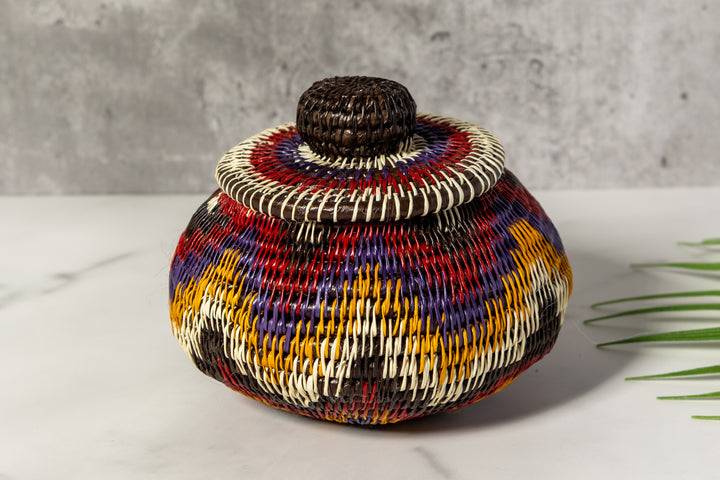 Red White And Gold Star Woven Basket
