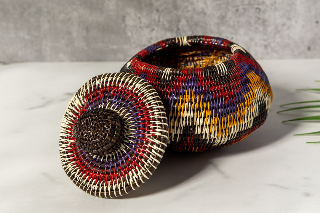 Red White And Gold Star Woven Basket