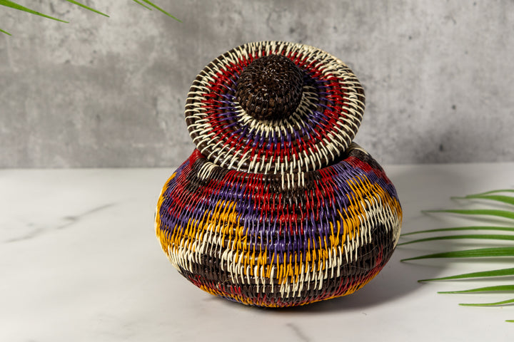 Red White And Gold Star Woven Basket