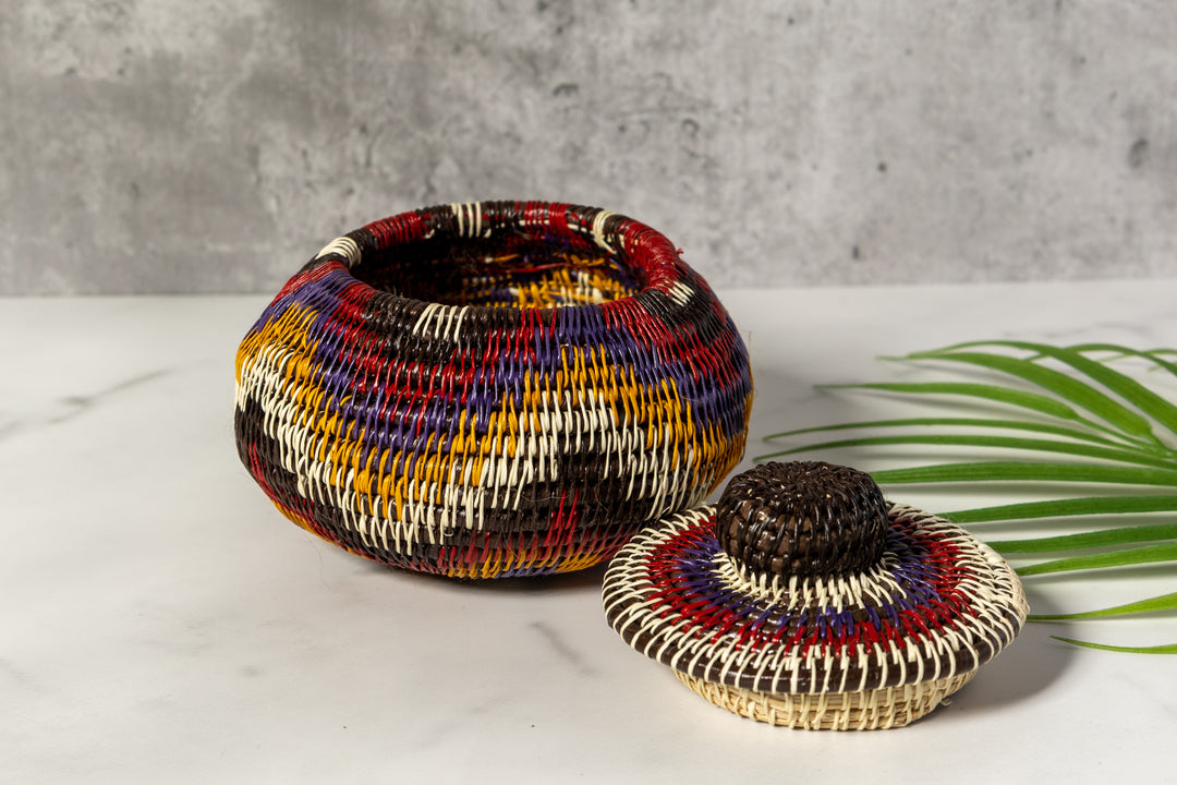 Red White And Gold Star Woven Basket