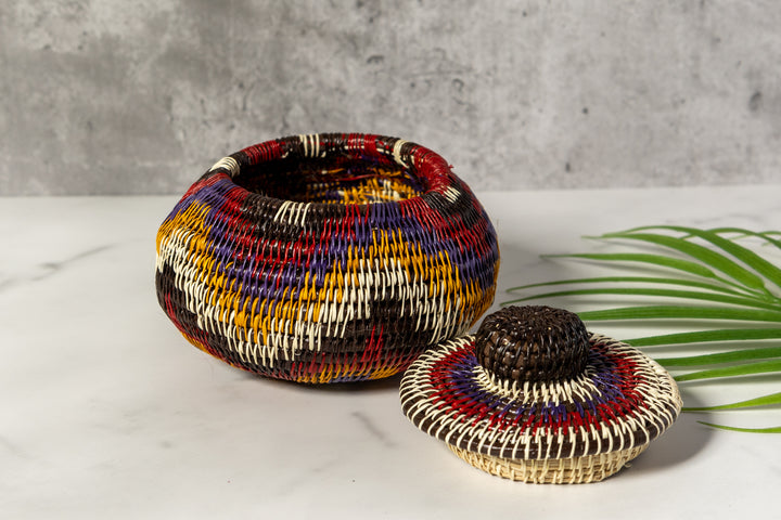 Red White And Gold Star Woven Basket