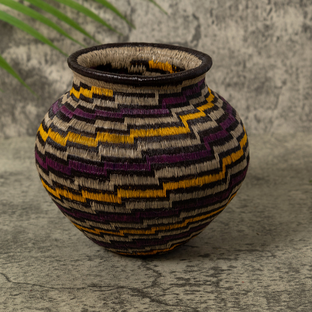 Purple Gold And Gray Step Spiral Rainforest Basket