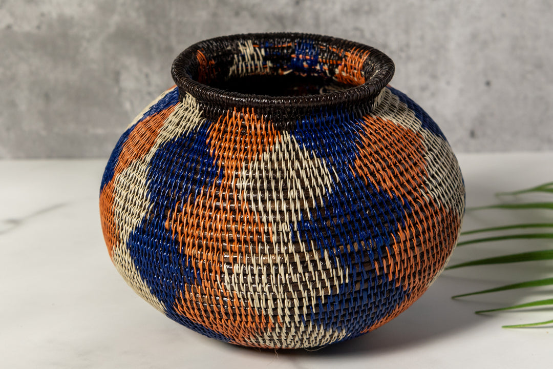 Orange And Purple Diamond Woven Basket