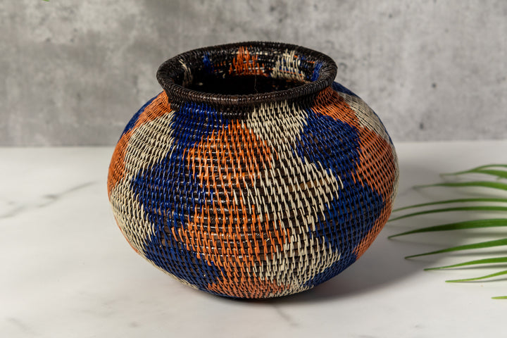 Orange And Purple Diamond Woven Basket