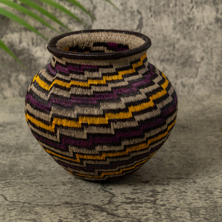 Purple Gold And Gray Step Spiral Rainforest Basket