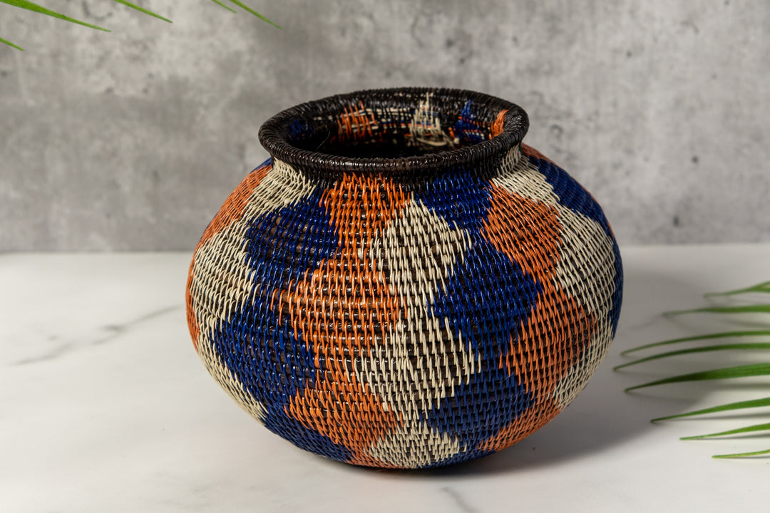 Orange And Purple Diamond Woven Basket