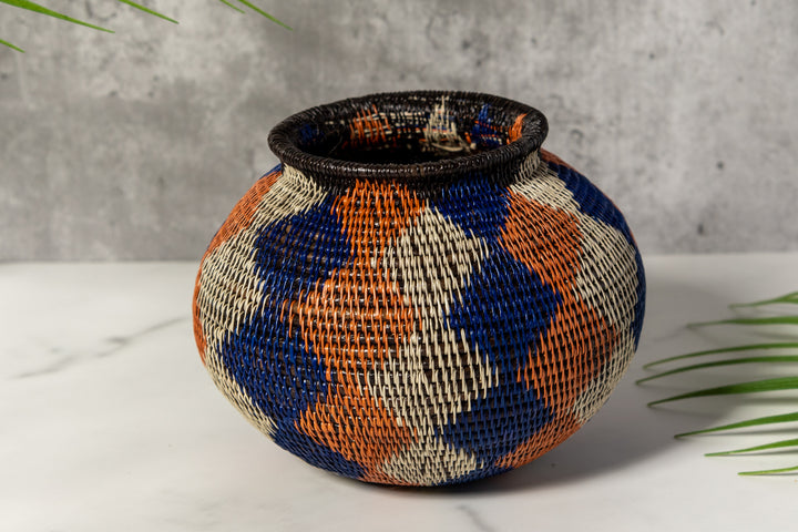 Orange And Purple Diamond Woven Basket