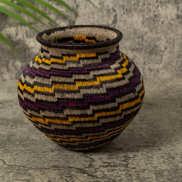 Purple Gold And Gray Step Spiral Rainforest Basket