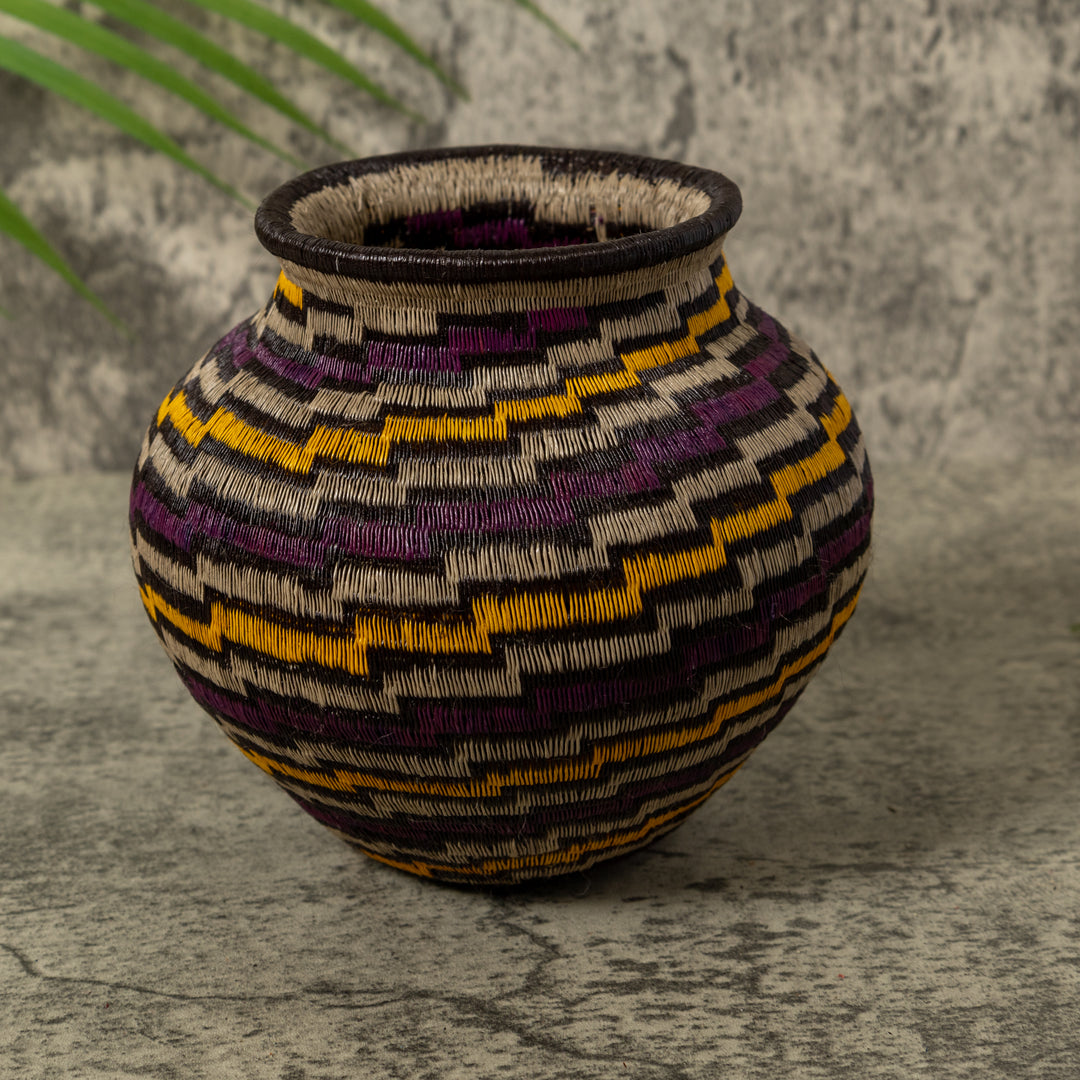 Purple Gold And Gray Step Spiral Rainforest Basket