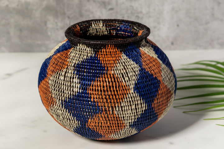 Orange And Purple Diamond Woven Basket